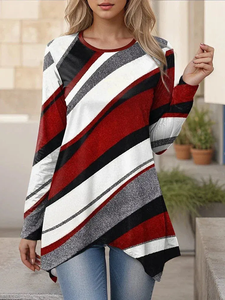 Women's Cozy Fleece Witty Letter Print Long Sleeve Tunic Tee for Spring & Fall