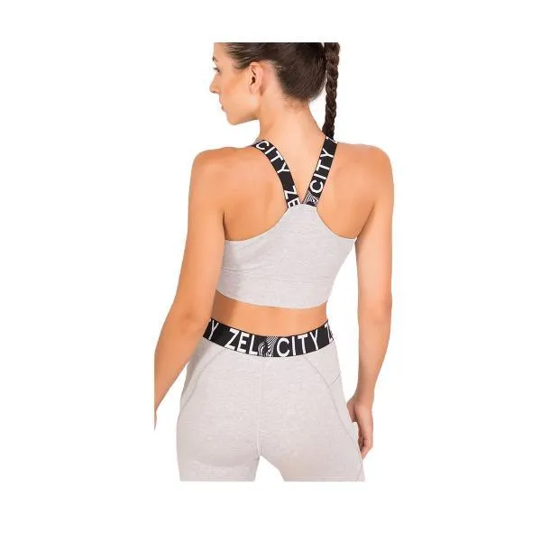 Workout Crop Top Bra-Grey