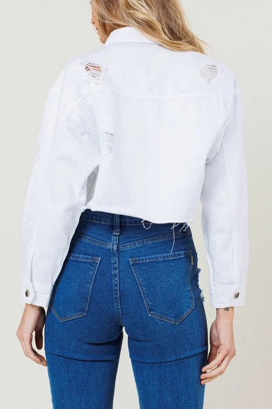 Wrenley White Denim Crop Jacket