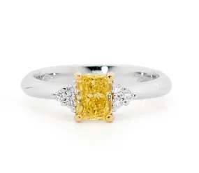 Yellow radiant cut diamond ring