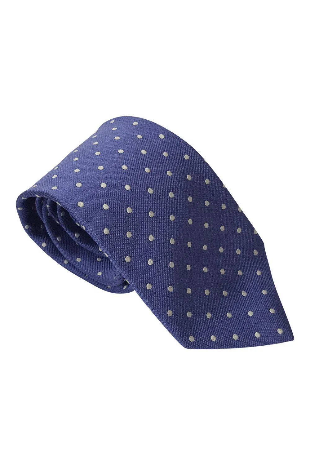 ZARLINI 100% Silk White Polka Dot Purple Tie (60)