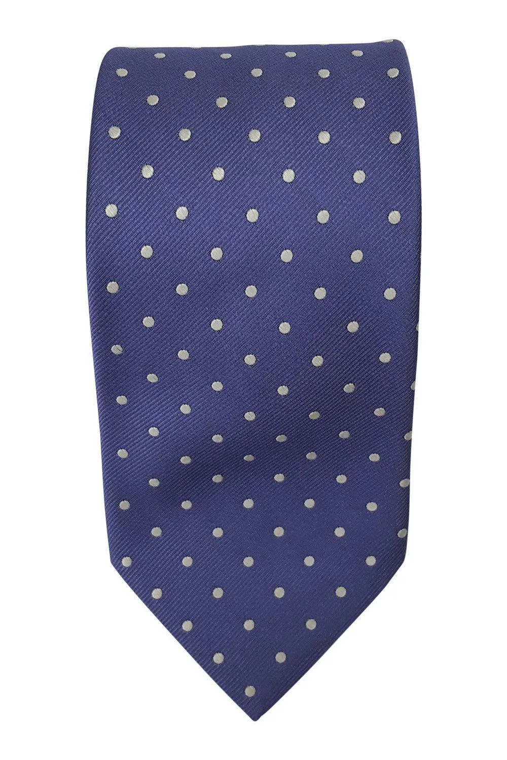 ZARLINI 100% Silk White Polka Dot Purple Tie (60)