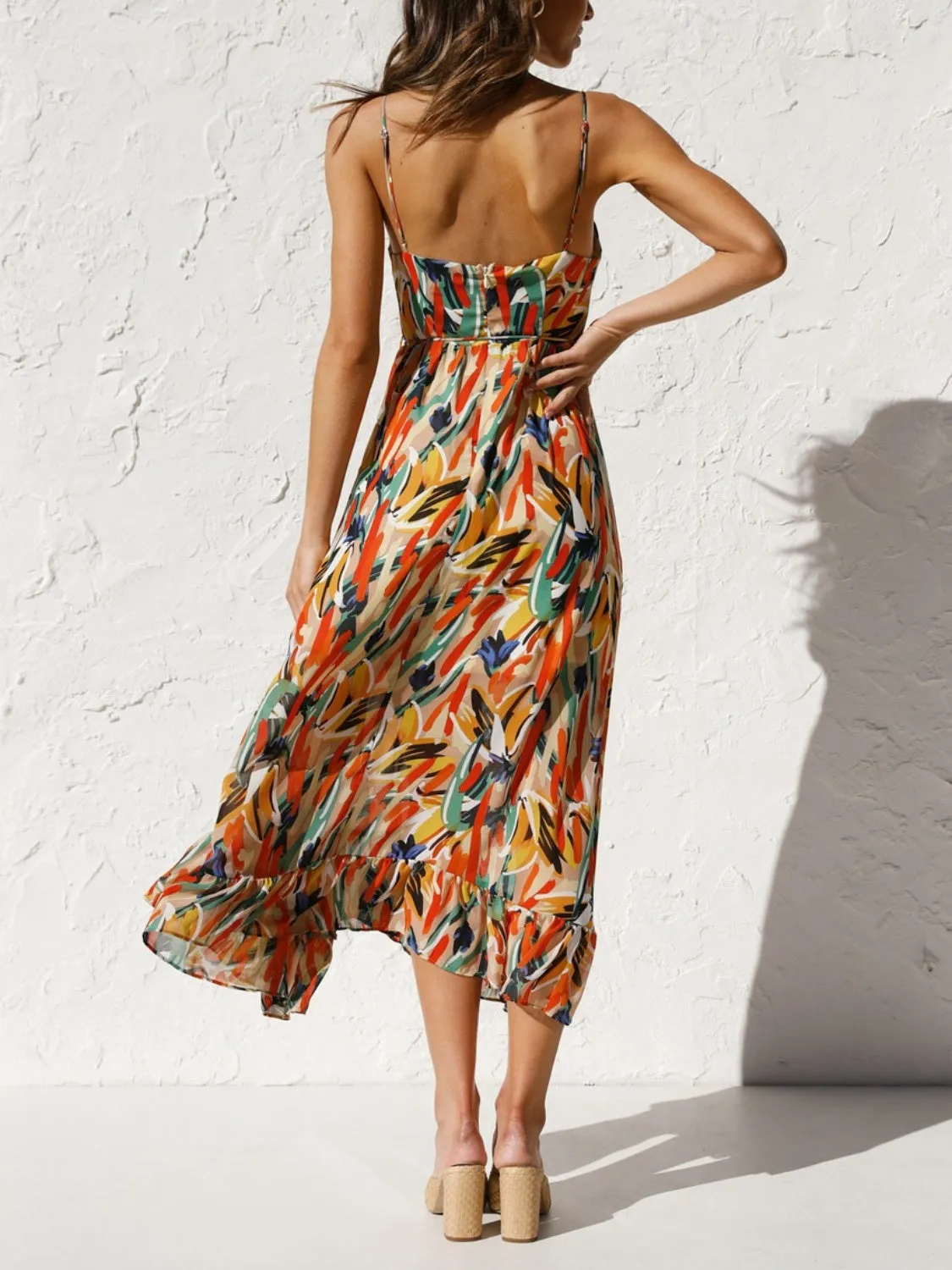 Ärmelloses Midi-Cami-Kleid mit Sunset Vacation-Print