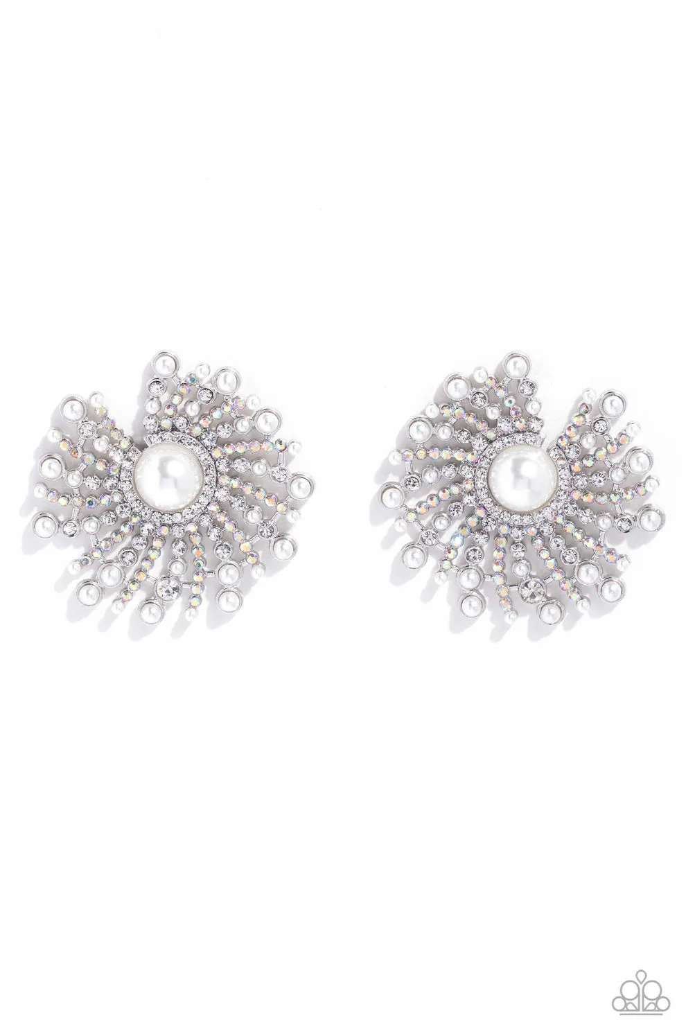 🧡Paparazzi🧡 Fancy Fireworks Earrings🧡White🧡